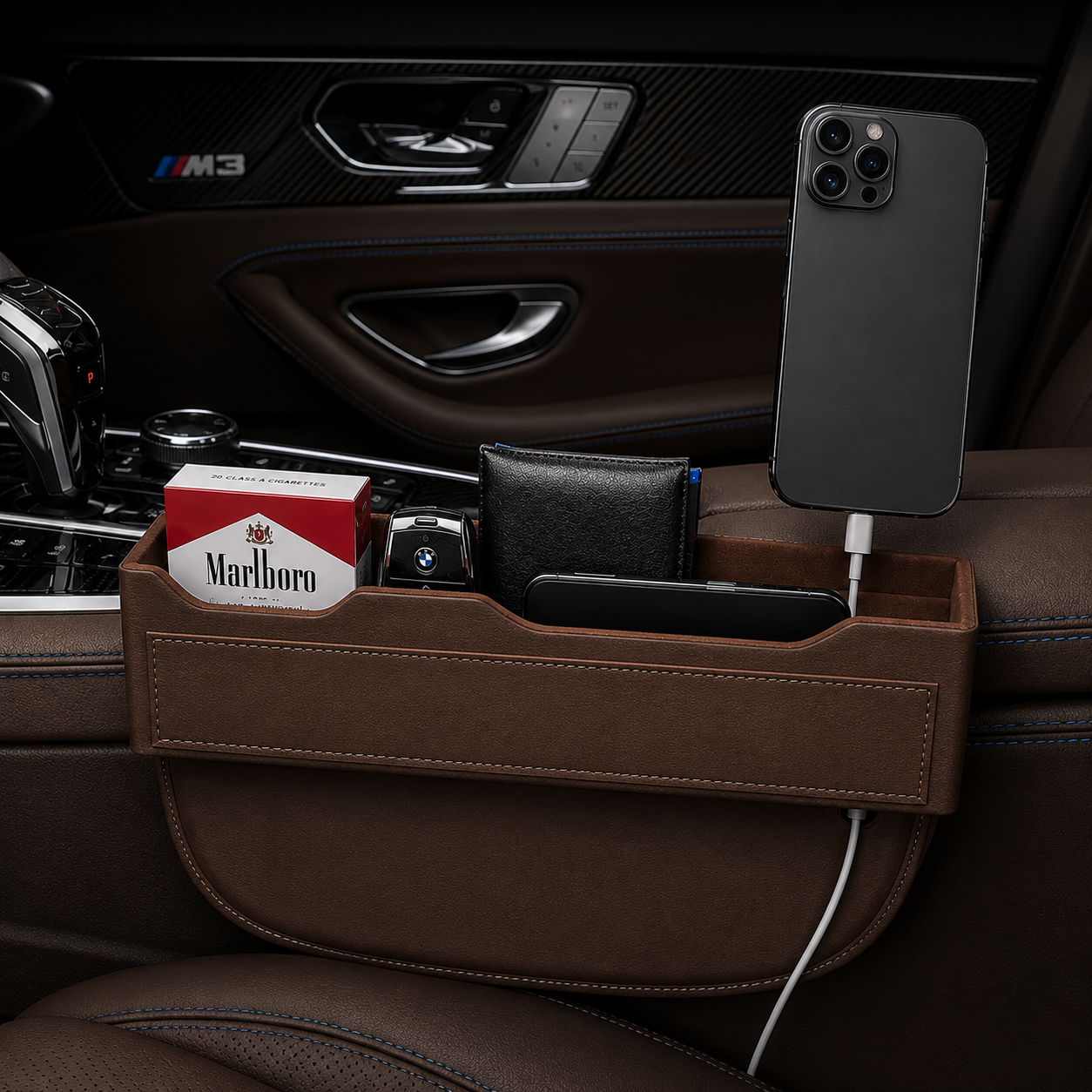 AutoHaus Premium Leather & Suede Seat Gap Organiser